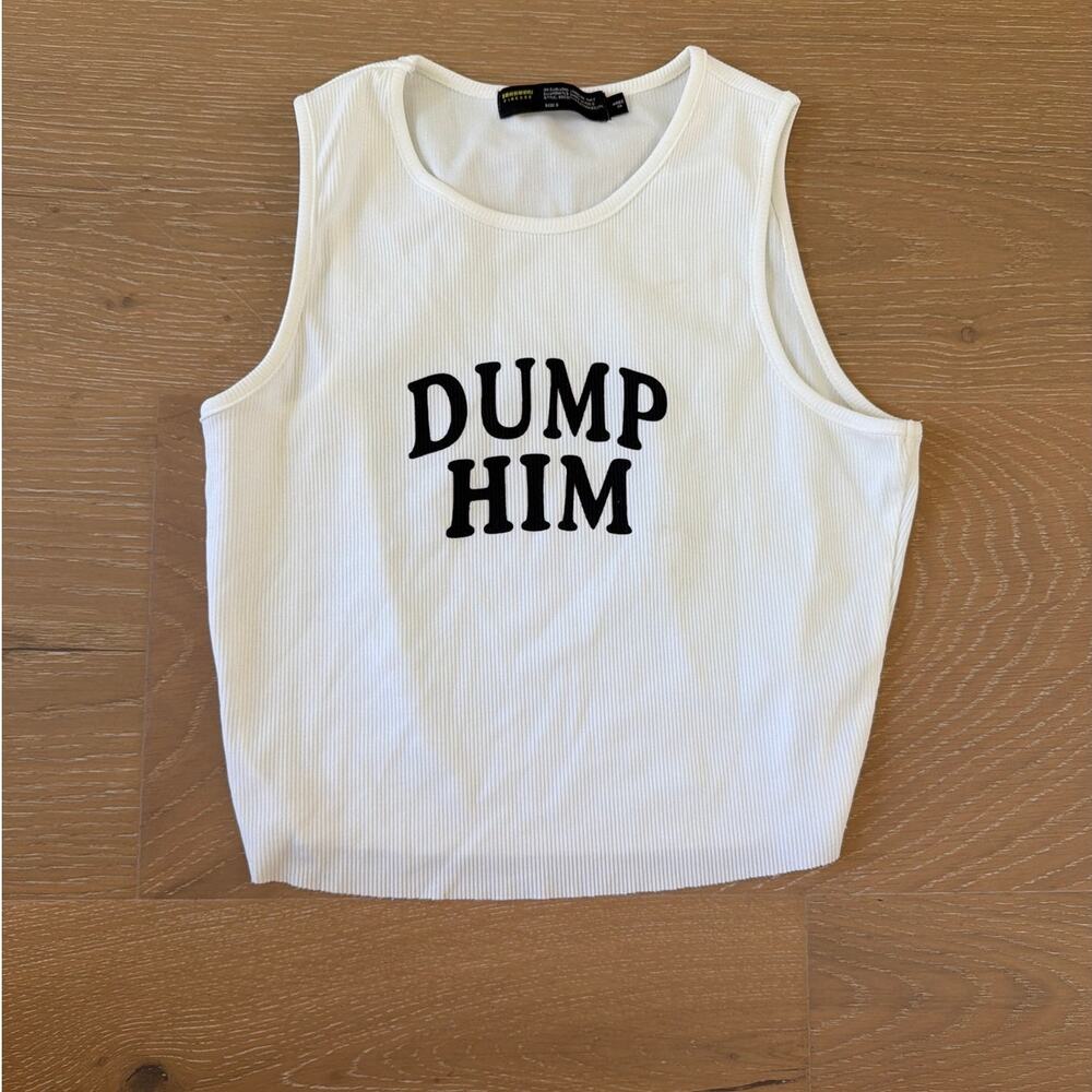 Finesse Cropped Sleeveless Tank Top Dump Him Size S White Black